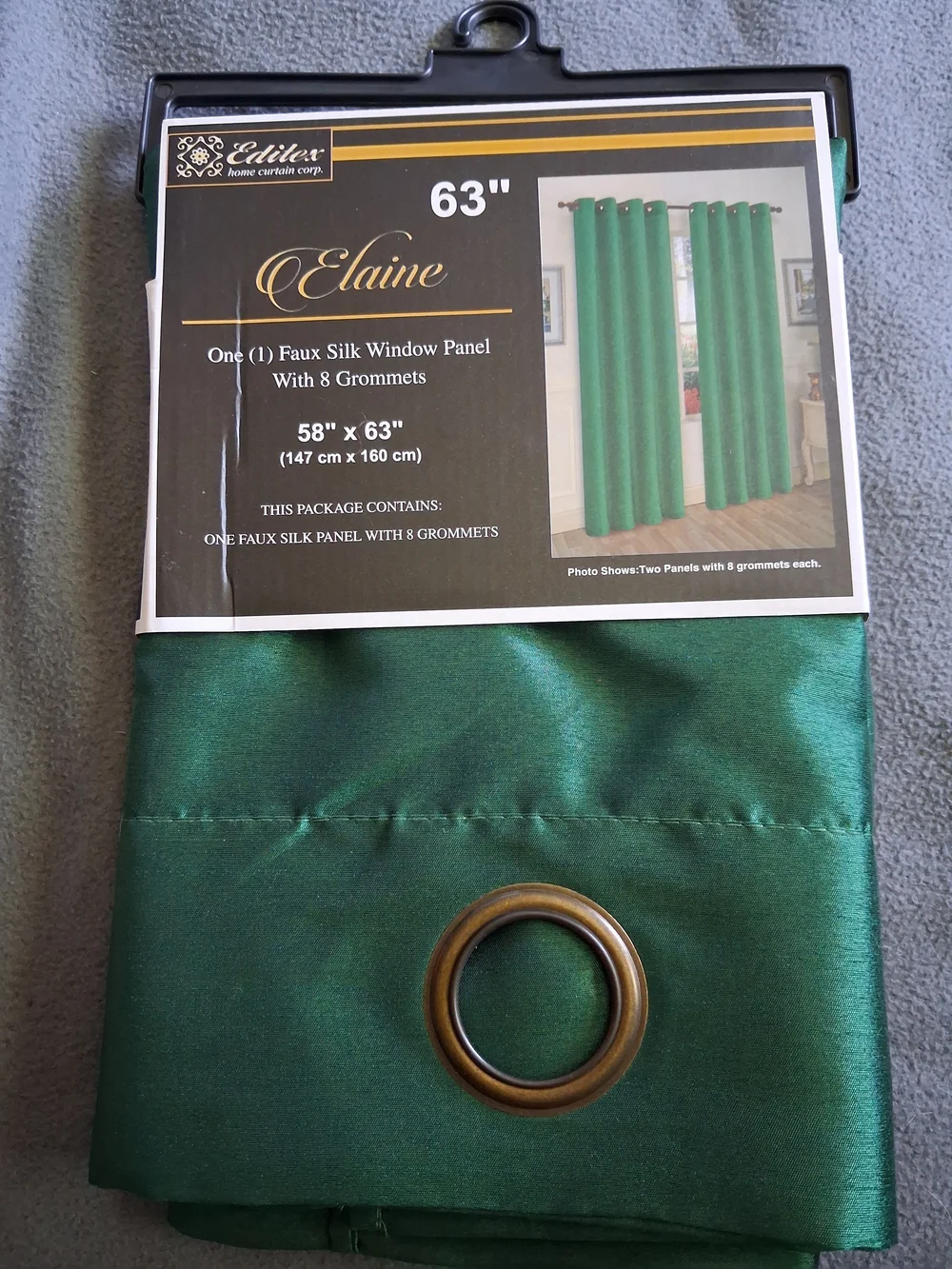Elaine Faux Silk Window Panel - Emerald Green, 63